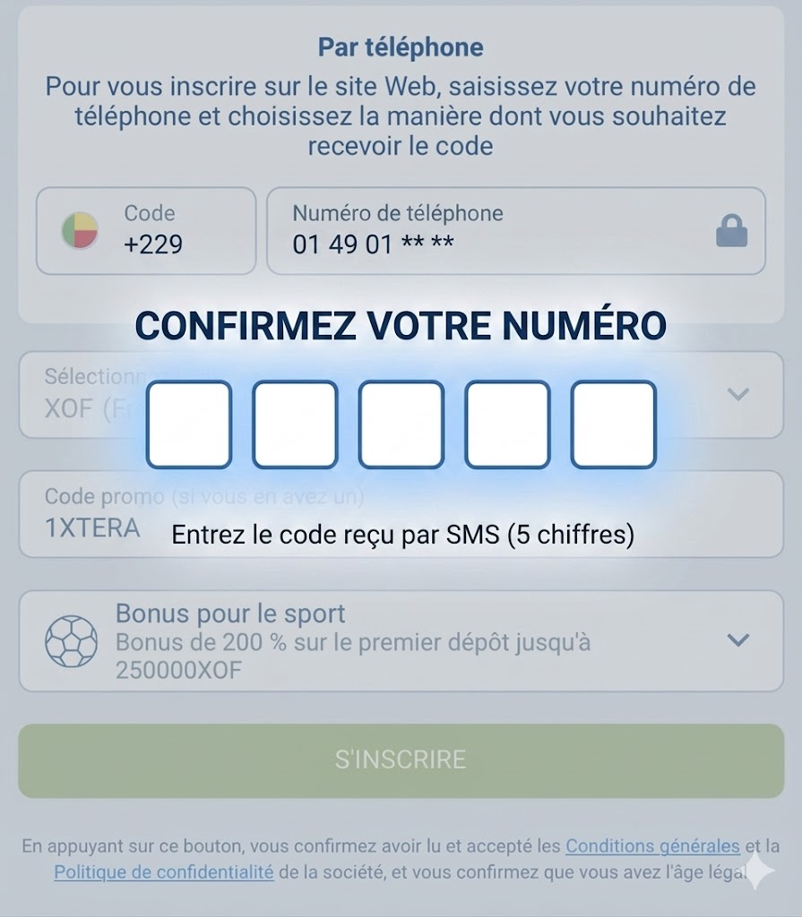 Étape 4: inscription 1xBet
