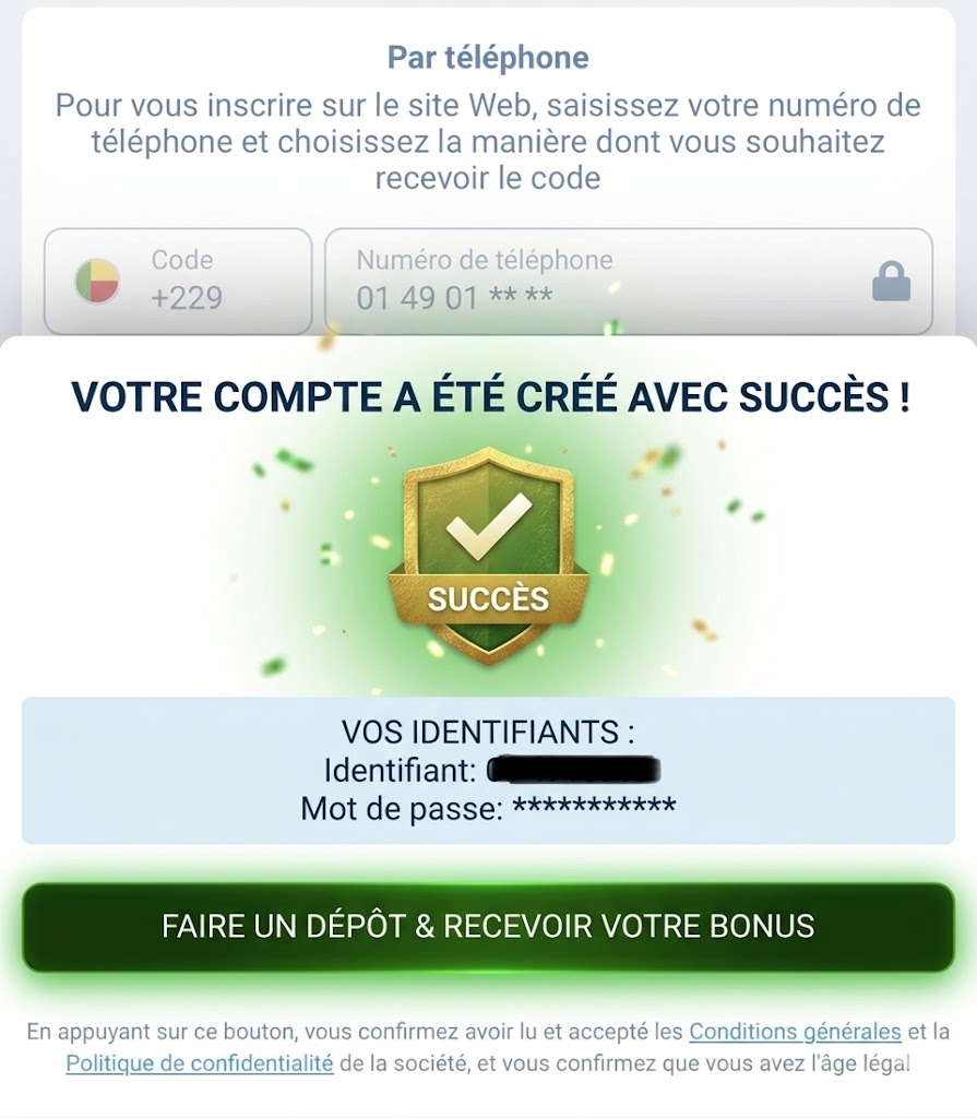 Étape 6: inscription 1xBet