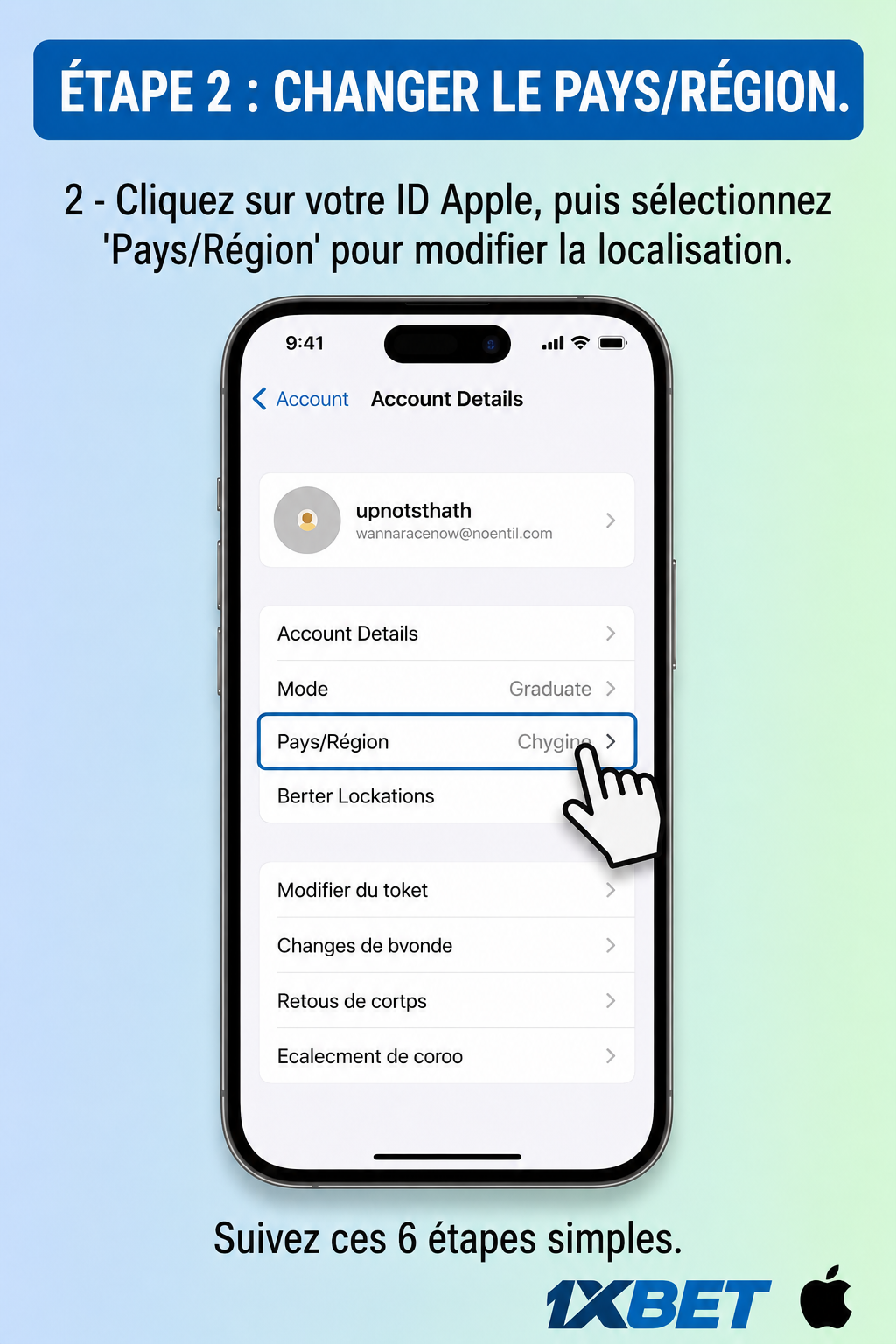 Étape 2: installation iOS 1xBet